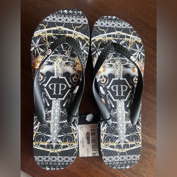 NEW PHILIPP PLEIN RUBBER SLIDES FLIP FLOP SANDALS EUR 40/41 main image 4